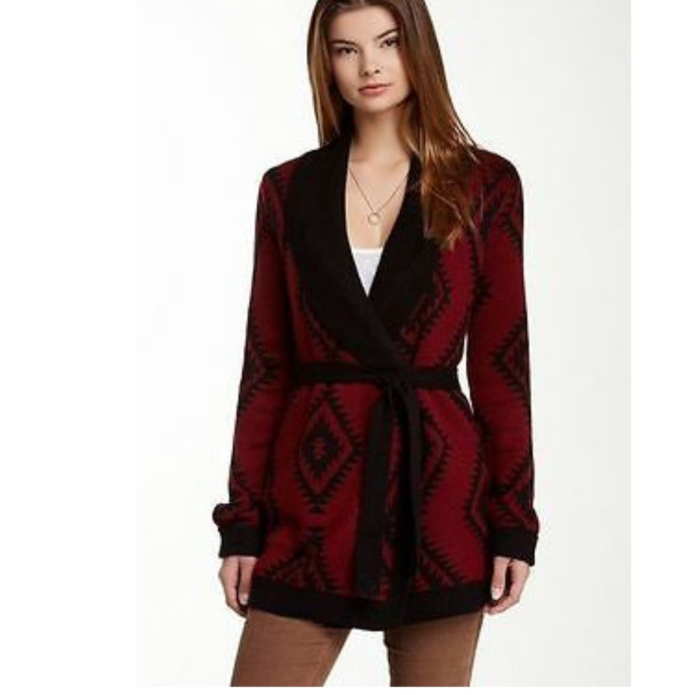 Romeo & Juliet Cardigan Black Burgundy Size S